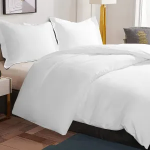 100% Brushed Microfiber Twin Duvet Cover Set, 2 Pieces Super Soft White Beddin