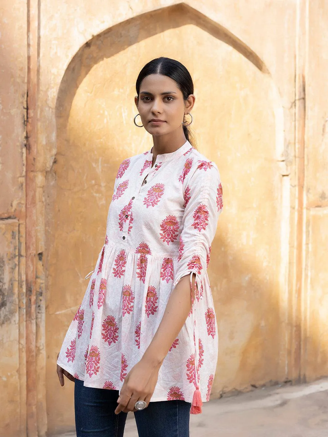 Ami White Pink Short Top By RAGAVI