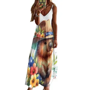 Australian Animals Wombat Spaghetti Strap Ankle-Length Dress Long dress