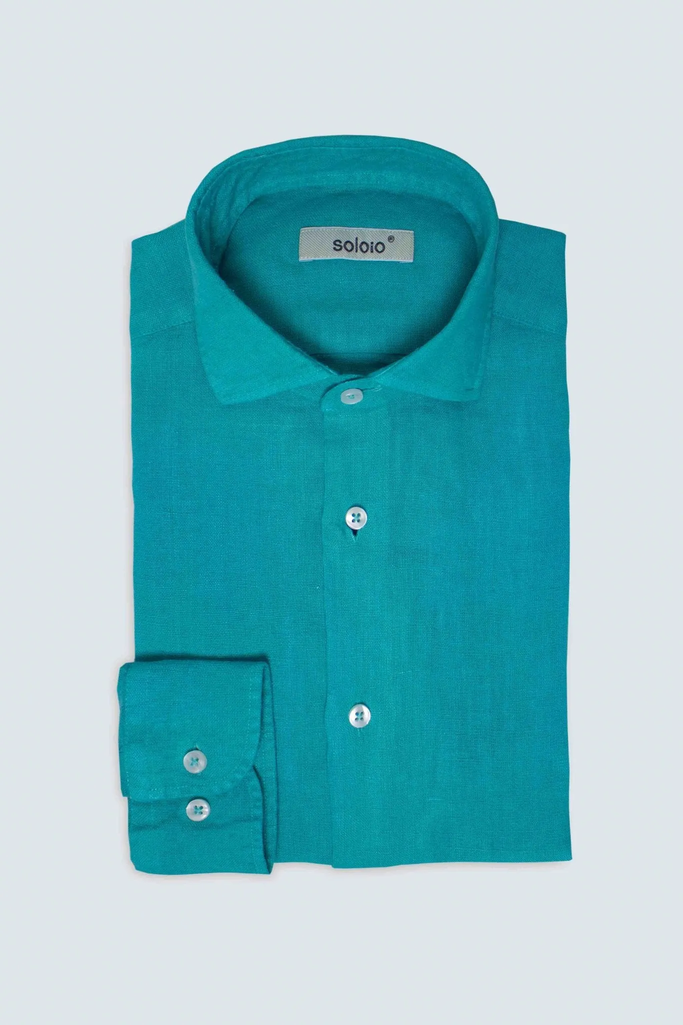 basic linen shirt dark turquoise