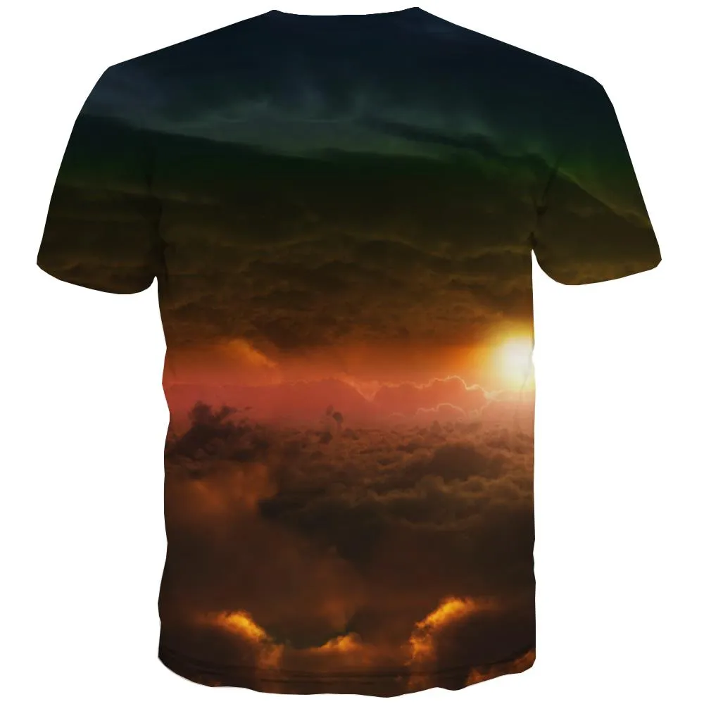 Basketball T shirts Men Night View Tshirts Cool Galaxy T-shirts 3d City Tshirts Casual