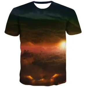 Basketball T shirts Men Night View Tshirts Cool Galaxy T-shirts 3d City Tshirts Casual