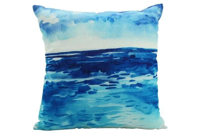 Blue Beach View Cushion - 45cm x 45cm