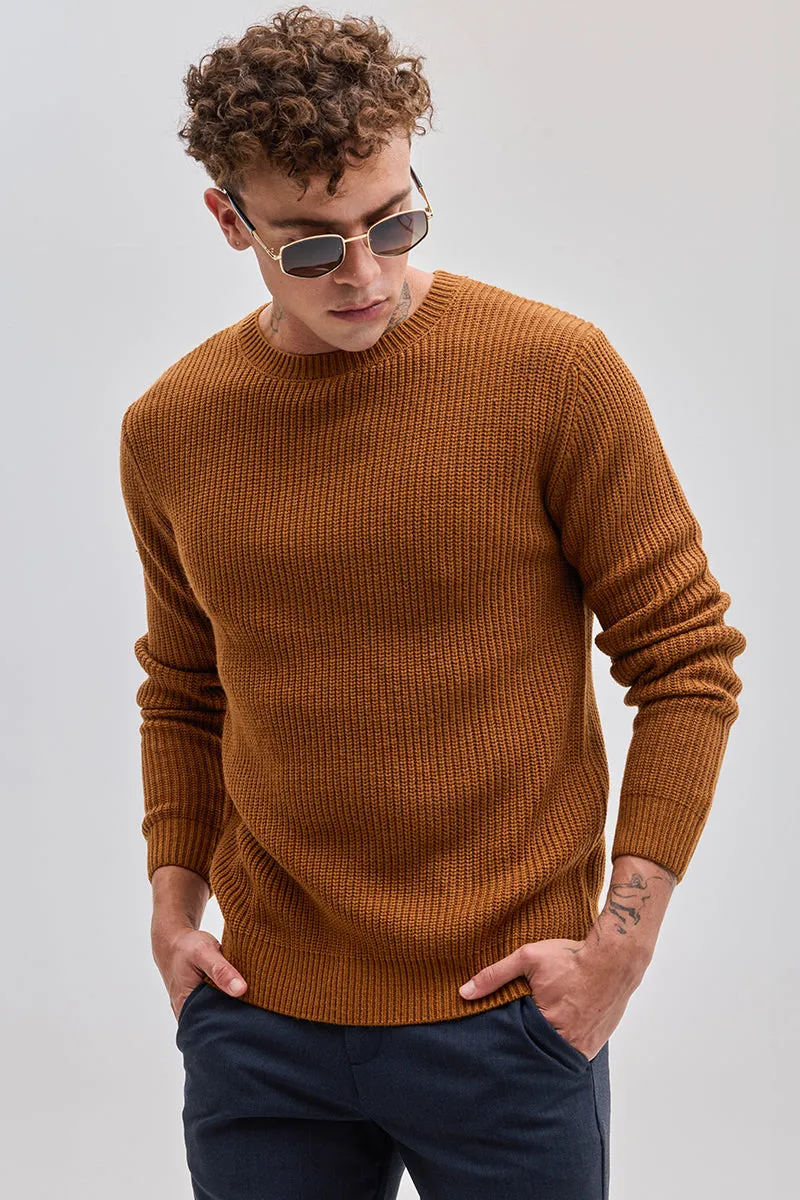 Brown Fisherman Knit Sweater