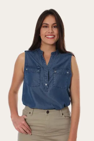 Charleville Womens Sleeveless Top - Chambray Blue