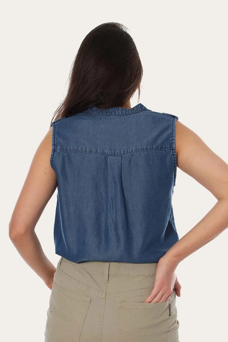 Charleville Womens Sleeveless Top - Chambray Blue