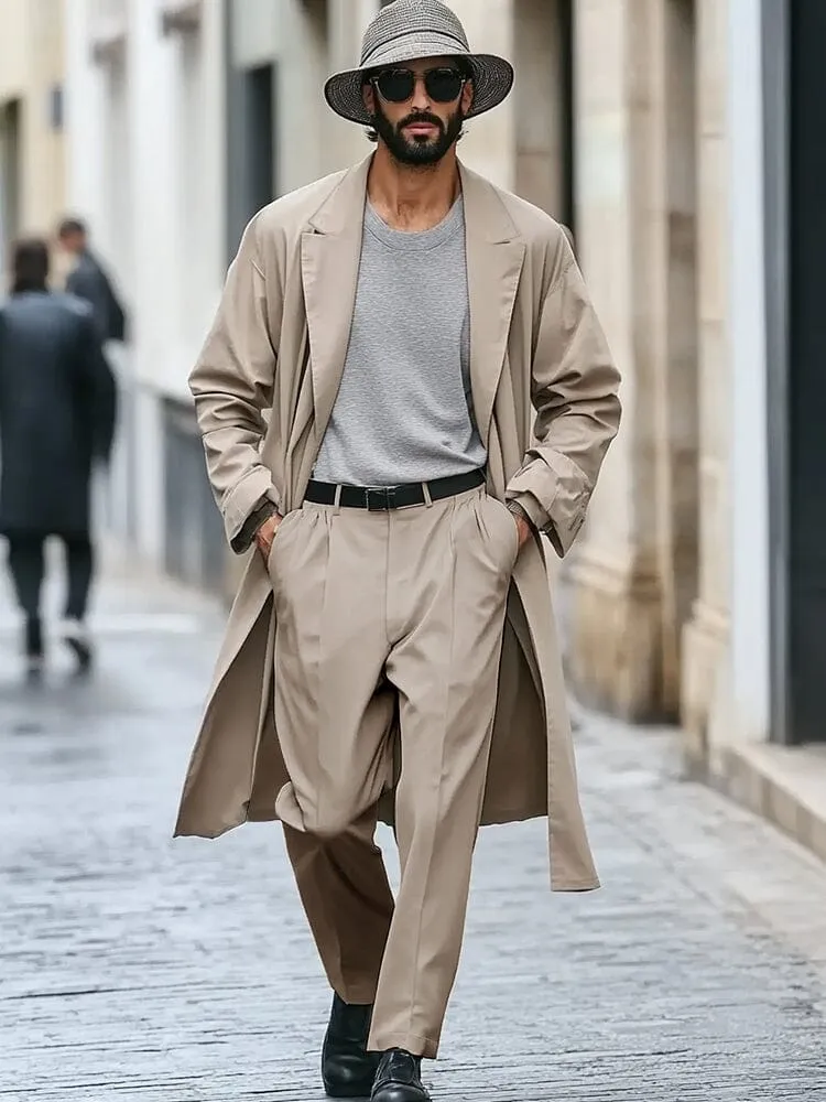 Classic Trench Coat Pants Set