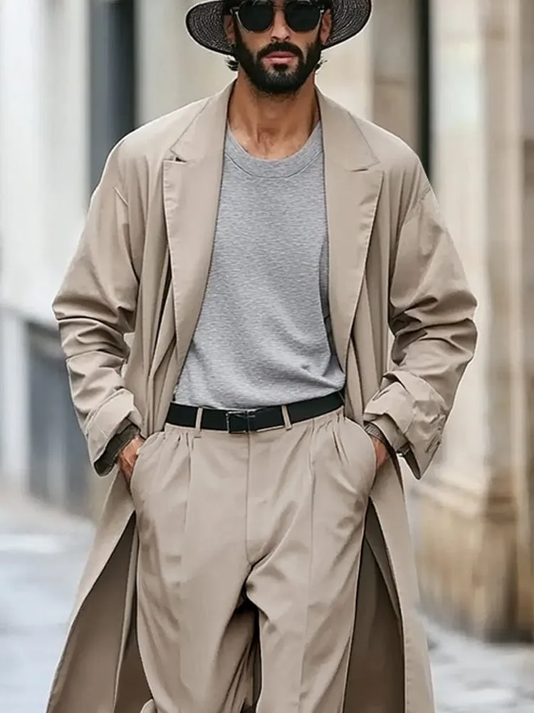 Classic Trench Coat Pants Set