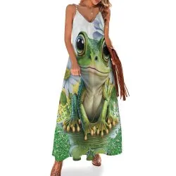 Frog Spaghetti Strap Ankle-Length Dress Long dress