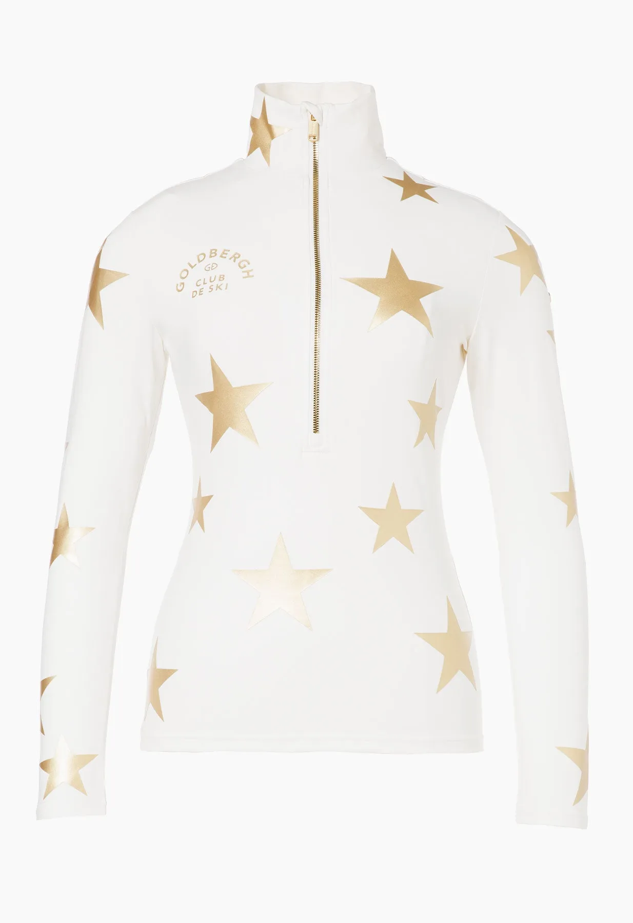 Goldbergh Galactique Ski Base Layer in Cream with Gold Stars