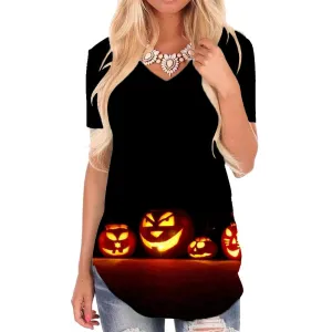 Halloween T Shirt Women Pumpkin T-shirts 3d Party Shirt Print Cosplay Funny T shirts