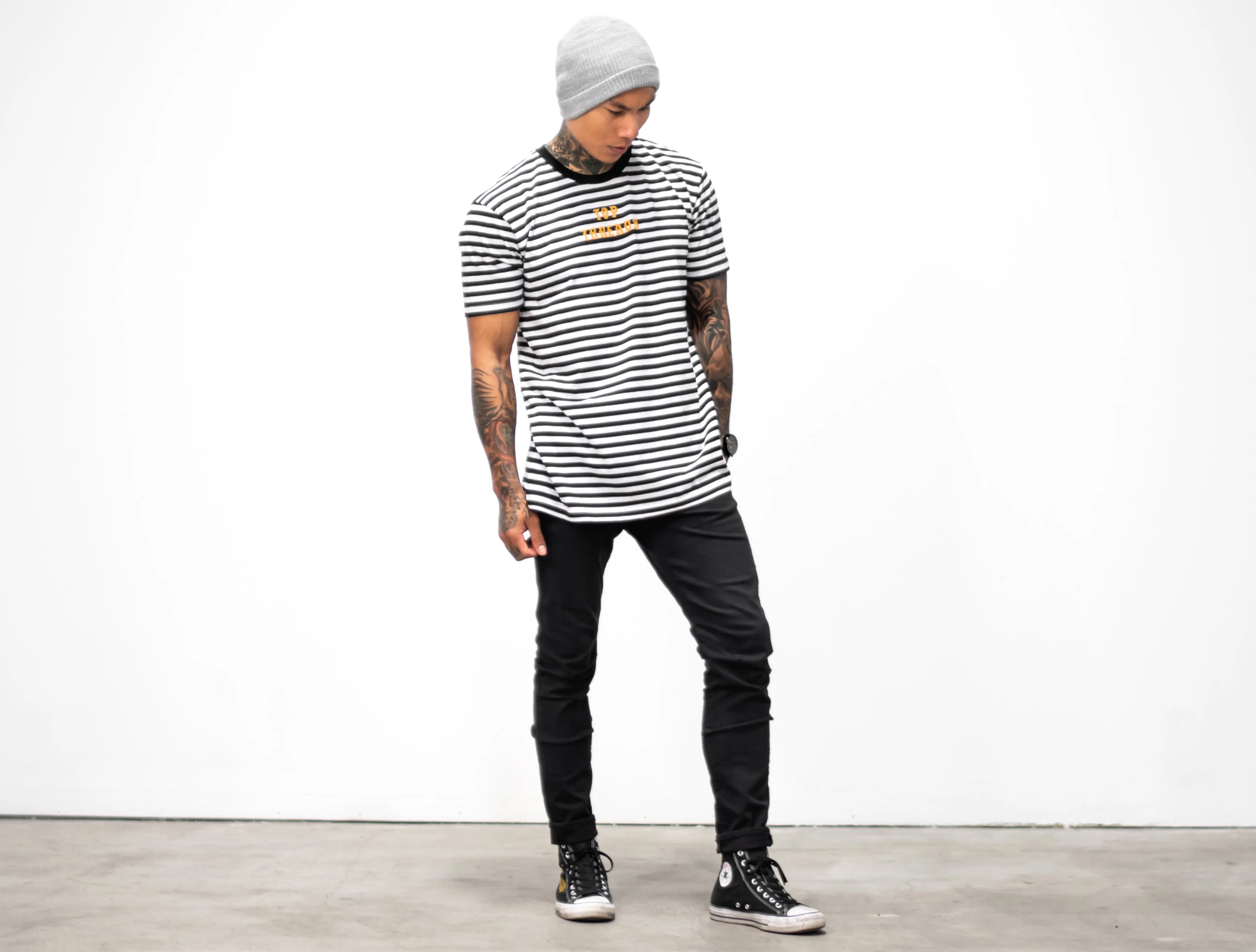 Hooligan Stripe Tee - Black / White