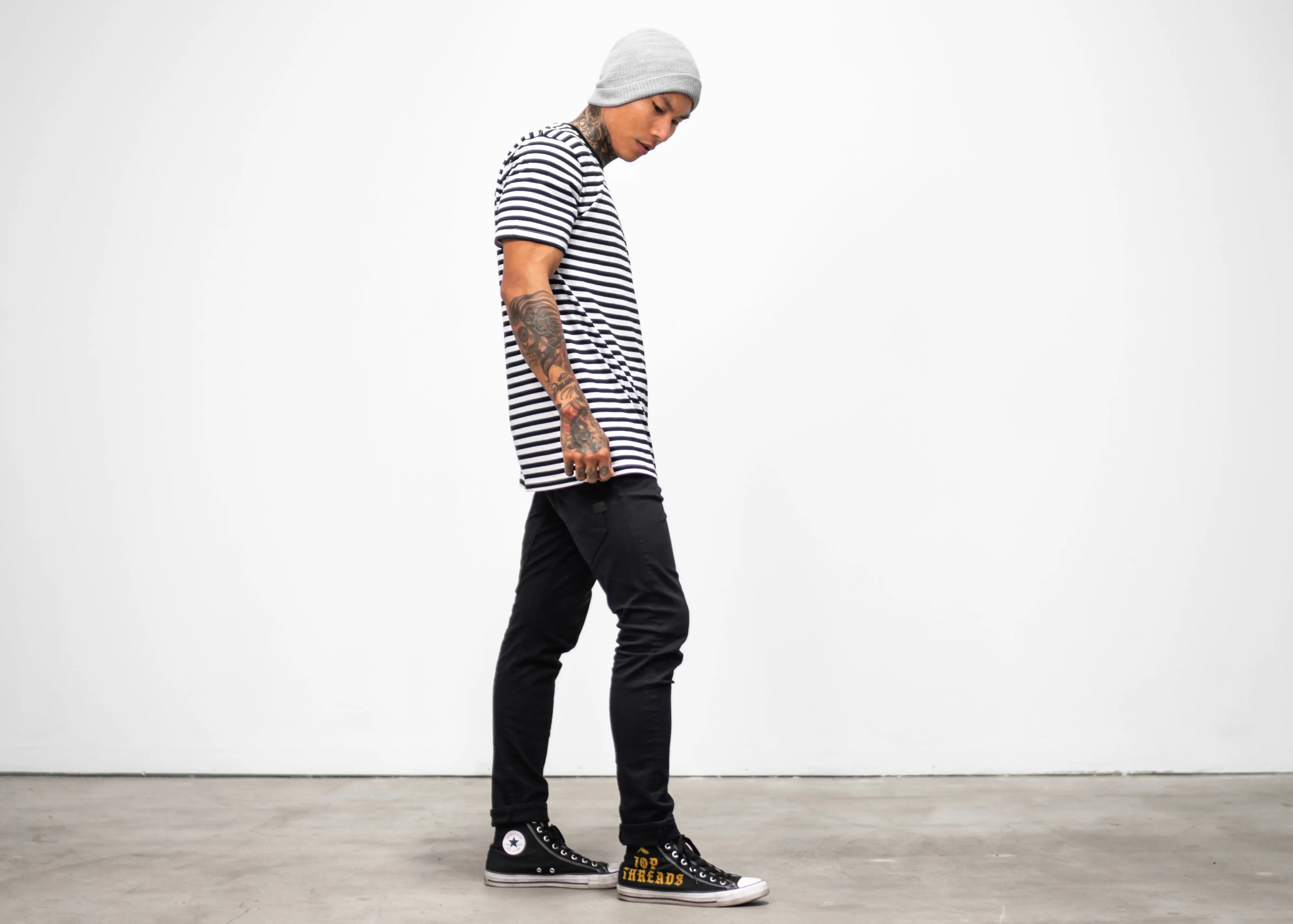 Hooligan Stripe Tee - Black / White