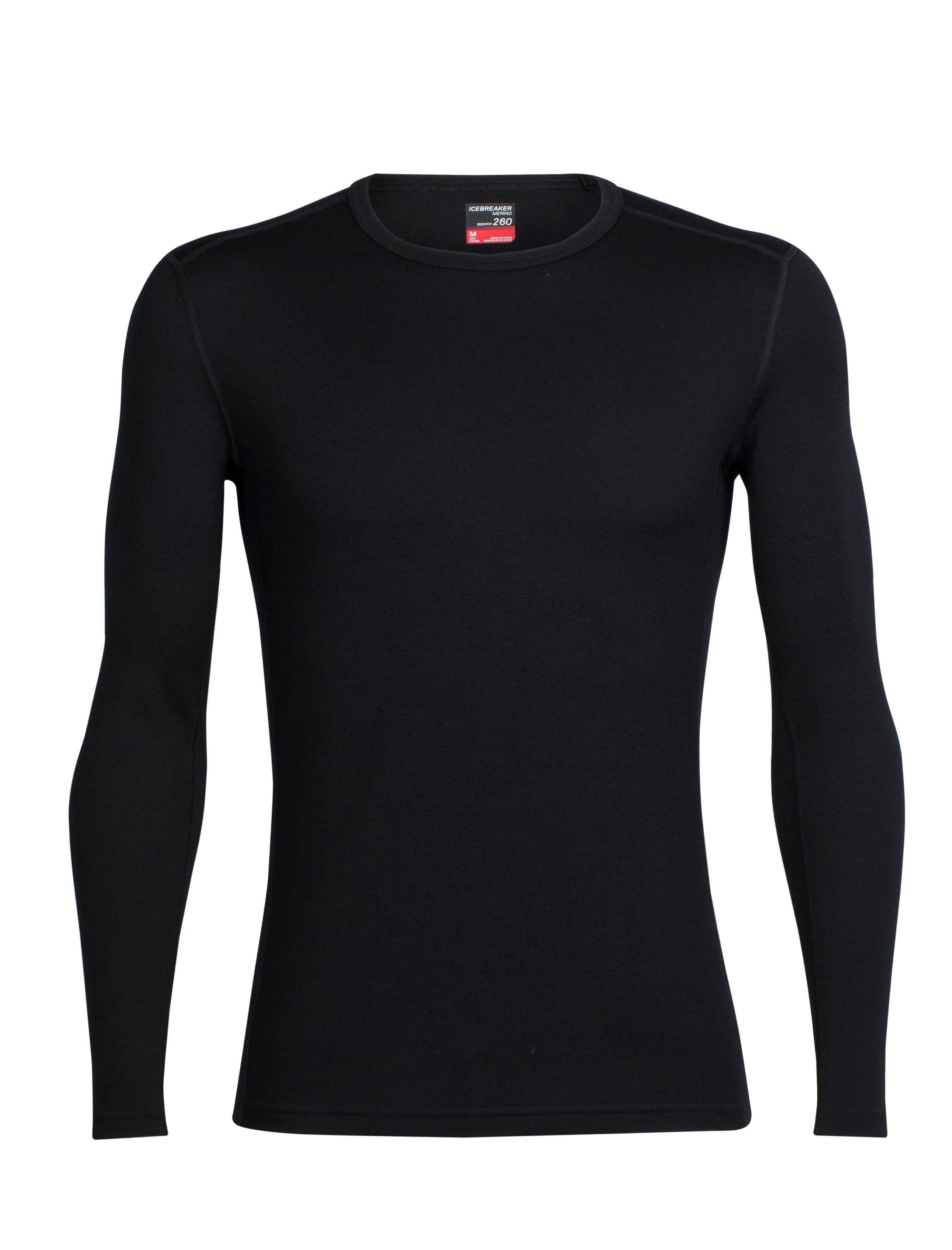 icebreaker Merino Base Layer Men's 260 Tech Top Long Sleeve Crewe - Black L