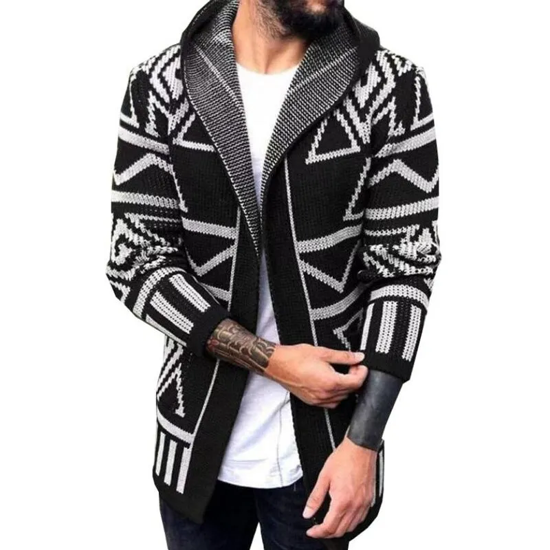 Men's Long Sleeve Hooded Knitting Sweater / Fashion Graphics Print Cardigans / Sexy Male Clothing