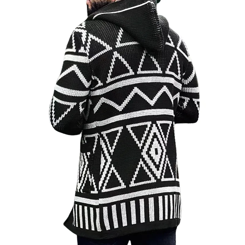 Men's Long Sleeve Hooded Knitting Sweater / Fashion Graphics Print Cardigans / Sexy Male Clothing