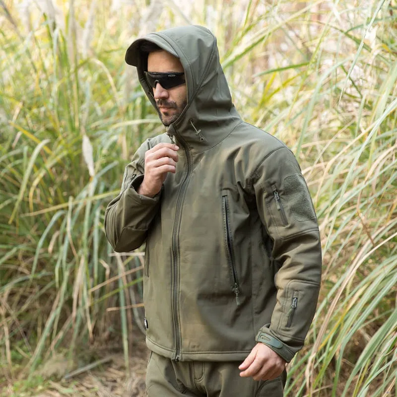 Men's Waterproof Hiking Suit Outdoor Windbreaker Tactical Jackets Hoody Trekking Pants for Male Thermal Fleece Hunting Set | 00856