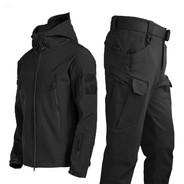 Men's Waterproof Hiking Suit Outdoor Windbreaker Tactical Jackets Hoody Trekking Pants for Male Thermal Fleece Hunting Set | 00856