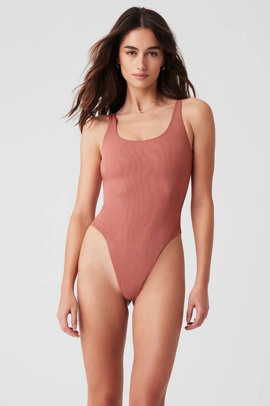 Mesh Sheer Illusion Bodysuit - Soft Terracotta