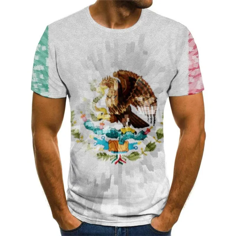 Mexico T shirt Men Animal T-shirts 3d Eagle Anime Clothes National Flag Funny T shirts