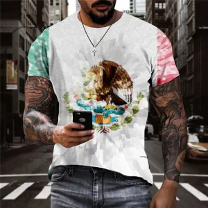 Mexico T shirt Men Animal T-shirts 3d Eagle Anime Clothes National Flag Funny T shirts