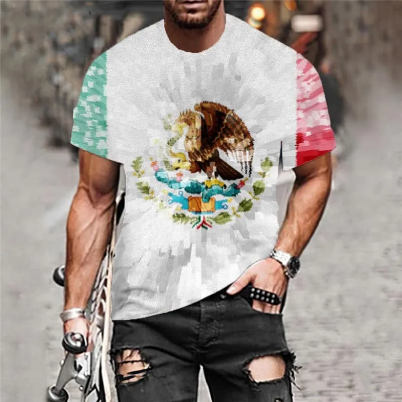 Mexico T shirt Men Animal T-shirts 3d Eagle Anime Clothes National Flag Funny T shirts