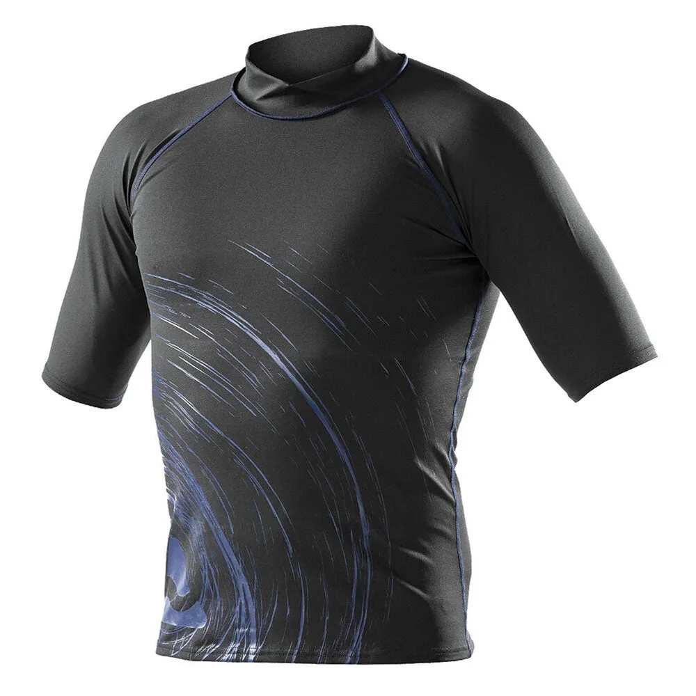 Open Box SubGear Mens Circle Short Sleeve Rash Guard - Black/Blue, Size SM