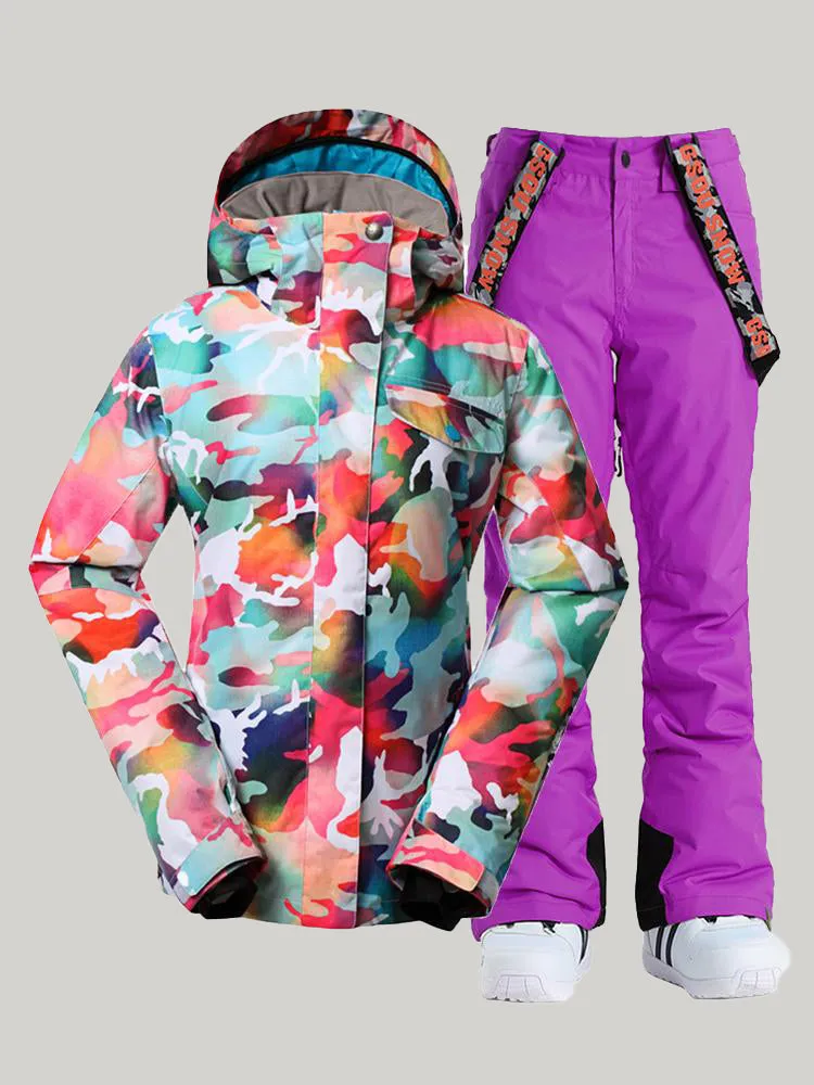 Ski Suits Camo Snowboard Jacket Pants Sets