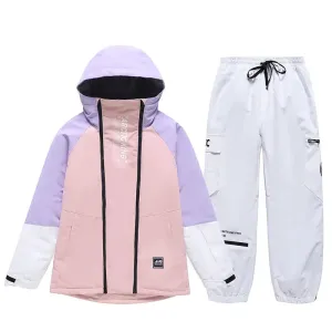 Trendy Hooded Cargo Ski Jacket & Sports Pants Set Couple Style 