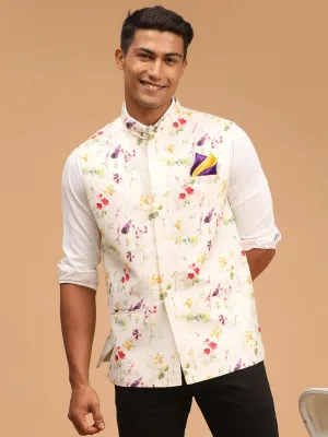 VASTRAMAY Printed Nehru Jacket for Men