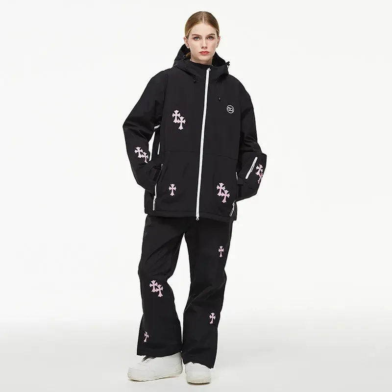 Womens Ski Outfit Set Cute Snowboarding Jackets and Bibs Pants