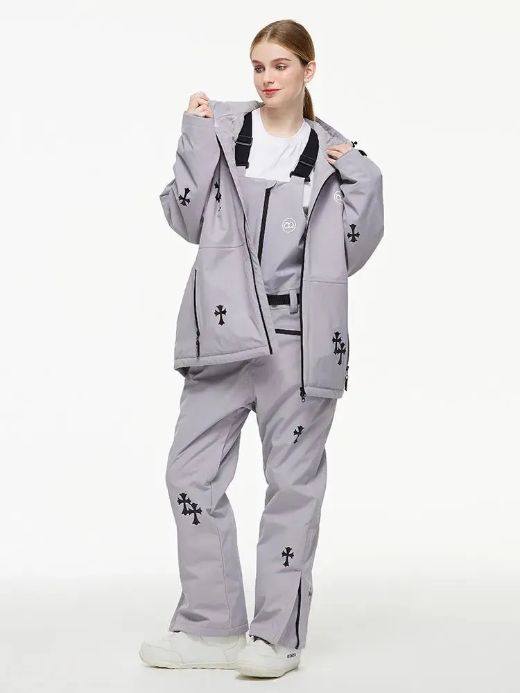 Womens Ski Outfit Set Cute Snowboarding Jackets and Bibs Pants